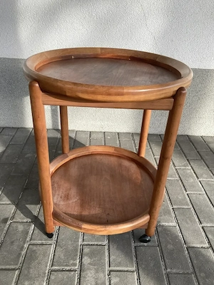Servierwagen Beistelltisch Trolley aus Holz, vintage made in Denmark 1970er. Bild 4