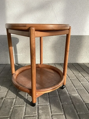Servierwagen Beistelltisch Trolley aus Holz, vintage made in Denmark 1970er.