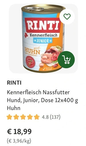 16 Dosen Rinti Junior Nassfutter NEU