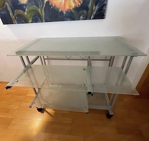 PC-Schreibtisch, Glastisch, Bürotisch, Schminktisch Bild 2