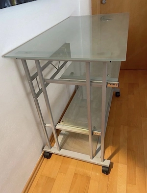 PC-Schreibtisch, Glastisch, Bürotisch, Schminktisch Bild 3