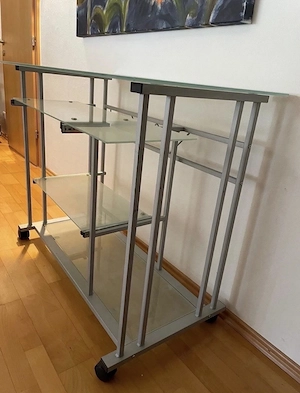 PC-Schreibtisch, Glastisch, Bürotisch, Schminktisch Bild 4