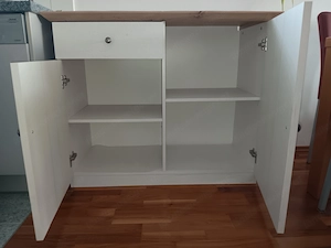 Kommode weiß mit Ablage in Holzoptik Bild 2