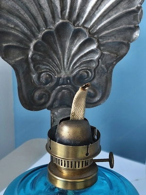 Alte oil lampe metal und glass vintage und collector  Bild 4