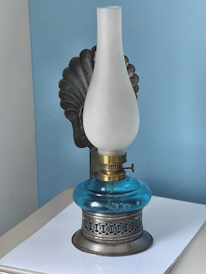 Alte oil lampe metal und glass vintage und collector  Bild 3
