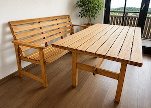 Hochwertige Massivholz-Sitzbank + Massivholz-Tisch | Top Zustand | einzeln oder als Set! Bild 2