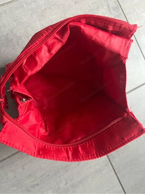 Rote Kosmetiktasche mit Reißverschluss   Satin Optik   Kulturbeutel Bild 2