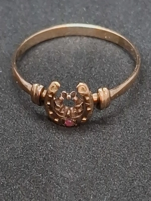 Antik Ring Glücksring 585 Gold Hufeisen Motiv Bild 2