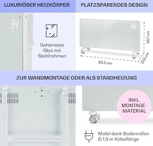  Klarstein Elektroheizung   2000W Konvektor Heizung mit Rollen  Bild 3