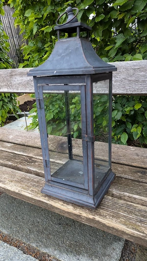 Klassische Gartenlaterne   Windlicht aus Metall & Glas   Vintage-Stil Bild 2