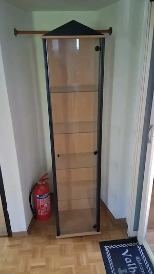 Glas Vitrine  mit 4 Ablagen und Tür. 
