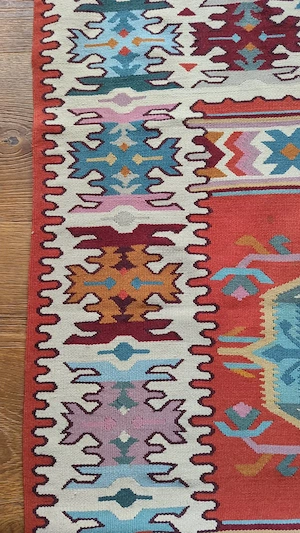 Großer Vintage Kelim Teppich (140x192)   Handgewebt   Boho-Chic der 70er 80er Bild 4