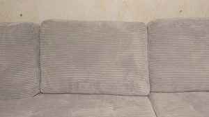 Top Zustand: Modernes Cord-Ecksofa in Hellgrau mit Schlaffunktion   1 Jahr alt, kaum benutzt Bild 4