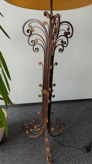 Exklusive Schmiedeeisen-Stehlampe   Italienischer Florentiner Stil mit Echt-Pergamen Bild 3