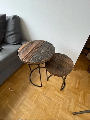 Couchtisch rund 2 Stück Holz Bild 2