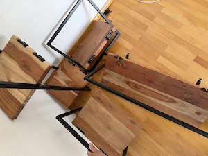 Wandregal Set in Holz u schwarzem Metall Bild 5