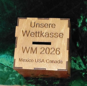 Fußball WM 2026 Wette Kasse Tipp Box Sparbox personalisierbar