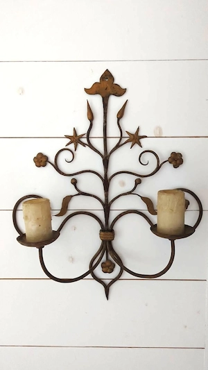 Rustikaler Wandkerzenhalter   Wandleuchter Metall (Florentiner Stil)