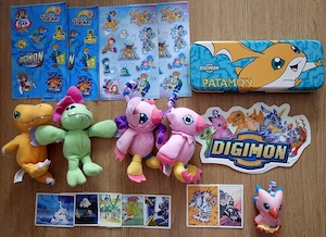 Digimon Vintage Sammler Set (2000 2001) - Patamon Metallbox, Mc Donalds Plüschis, Sticker