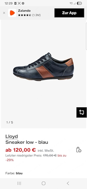 Lloyd Sneaker blau Gr. 44 NEU Neupreis   170,- Bild 2
