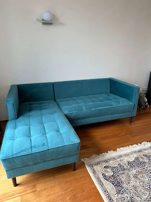 Wunderschöne Couch aus Velour Petrolfarben Bild 3