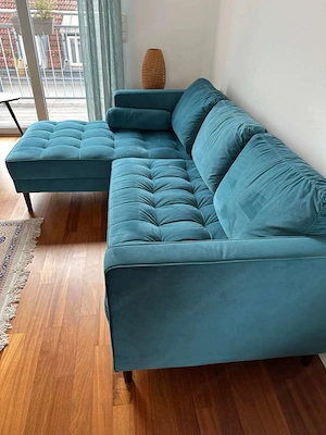 Wunderschöne Couch aus Velour Petrolfarben Bild 2
