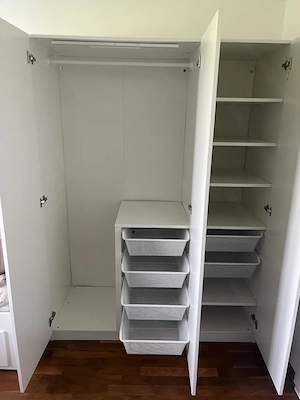 IKEA PAX Kleiderschrank Weiß (150 x 60 x 201 cm)   Top Zustand inkl. Inneneinrichtung Bild 4