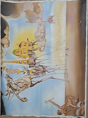 Großes handgemaltes Surrealismus-Gemälde nach Salvador Dalí   60x90 cm