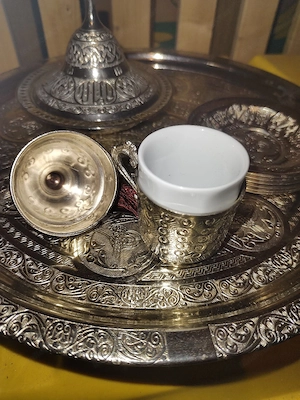 Prachtvolles Osmanisch-Türkisches Kaffee & Mokka Set   Aufwendig verziert! Bild 2