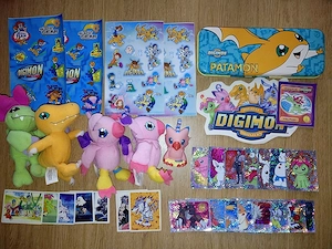 Digimon Vintage Sammler Set (2000 2001) - Patamon Metallbox, Mc Donalds Plüschis, Sticker