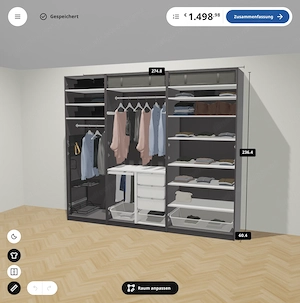 IKEA PAX Kleiderschrank komplett ausgestattet | Grau Weiß | NP 1.498  | neuwertig Bild 3