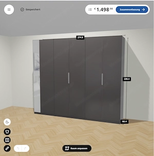 IKEA PAX Kleiderschrank komplett ausgestattet | Grau Weiß | NP 1.498  | neuwertig Bild 2