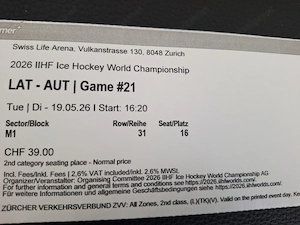 Eishockey WM 2026 - 2 Karten f. Kurzentschlossene