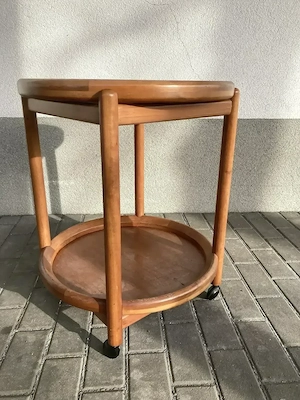 Servierwagen Beistelltisch Trolley aus Holz, vintage made in Denmark 1970er.
