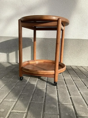 Servierwagen Beistelltisch Trolley aus Holz, vintage made in Denmark 1970er. Bild 5