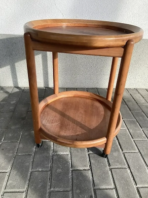 Servierwagen Beistelltisch Trolley aus Holz, vintage made in Denmark 1970er. Bild 6