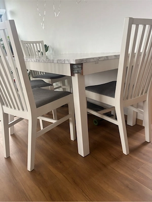 Esstisch Holz mit Marmoroptik Bild 2