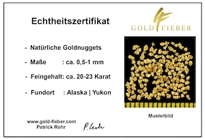 3g sammler Naturgoldnuggets vom yukon (Alaska) 0.5-1mm 22-23 karat mit Zertifikat  Bild 2