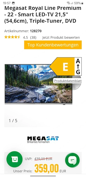 TV Set komplett für Wohnmobil oder Wohnwagen - MEGASAT, Fernseher (22 Zoll) + Bildschirmhalter Bild 4