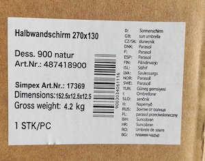 Doppler Halbwandschirm Sonnenschirm, unbenützt Bild 5