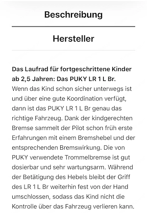 Puky Laufrad mit Bremse und Klingel Bild 5
