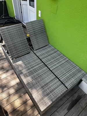 TOP PREIS! Stylische Multifunktions-Doppelliege   Sonnenliege (Polyrattan) mit Tischchen