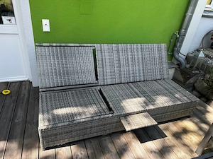 TOP PREIS! Stylische Multifunktions-Doppelliege   Sonnenliege (Polyrattan) mit Tischchen Bild 4