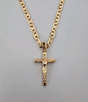 Goldkette 750 Gold 18K Halskette Anhänger Kreuz Herren