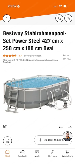 Bestway Stahlrahmenpool mit Zubehör 427x250x100 oval