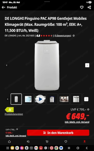 Klimagerät De Longhi Pinguino PAC AP98 