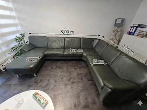 Hochwertige Echtleder-Couch (U-Form)