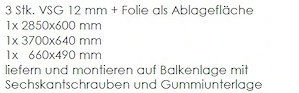 2 grosse Borde aus Sicherheitsglas