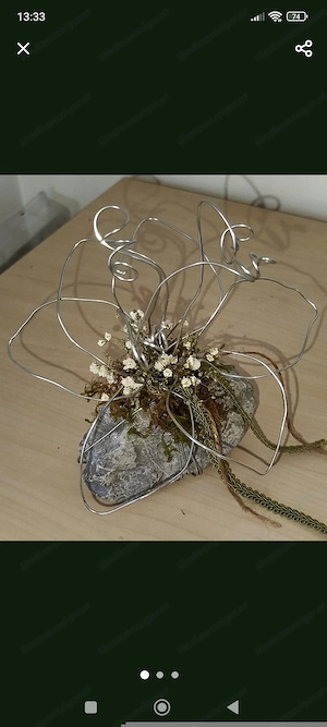 Deko Drahtblume auf Stein  Bild 2