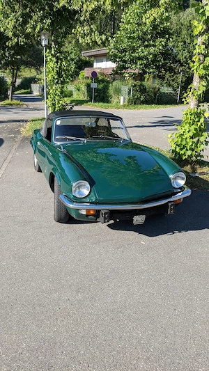 Triumph Spitfire Mk IV, Bj. 1972   British Racing Green, rostfrei, frisch vorgeführt Bild 3